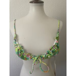 White Fox Swim Bikini Top Keep Glowing Lime Fleur Summer Beach
